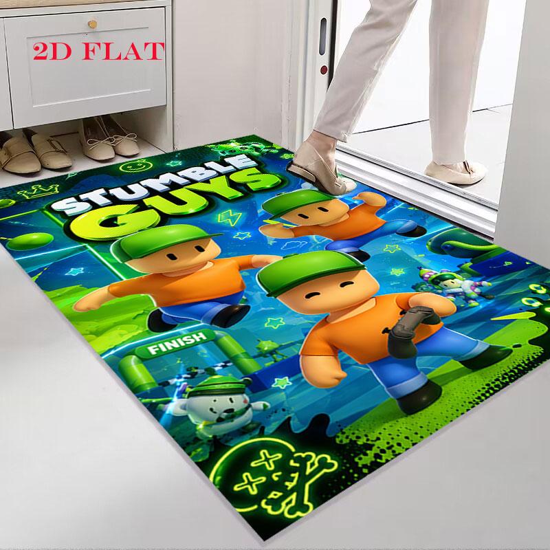 Stumble Guys Chaos Teppich für Wohnzimmer Schlafzimmer Zuhause Sofadekoration, Rutschfeste Bodenmatte für Kinder