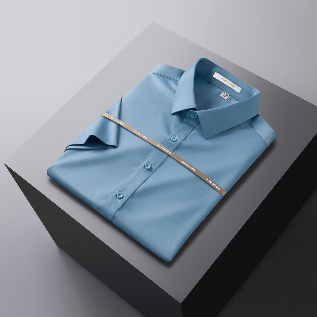 Summer New Bamboo Fiber Shirt Men's Short-sleeved Slim-fitting Non-iron Business Formal Wear Professional Work Clothes Suit White Shirt