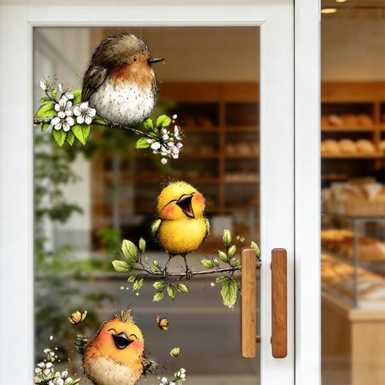 Adesivo Statico per Vetro Animali Cartoni Animati Rimovibile Impermeabile Decalcomania Decorativa per Finestra Casa Ufficio Soggiorno