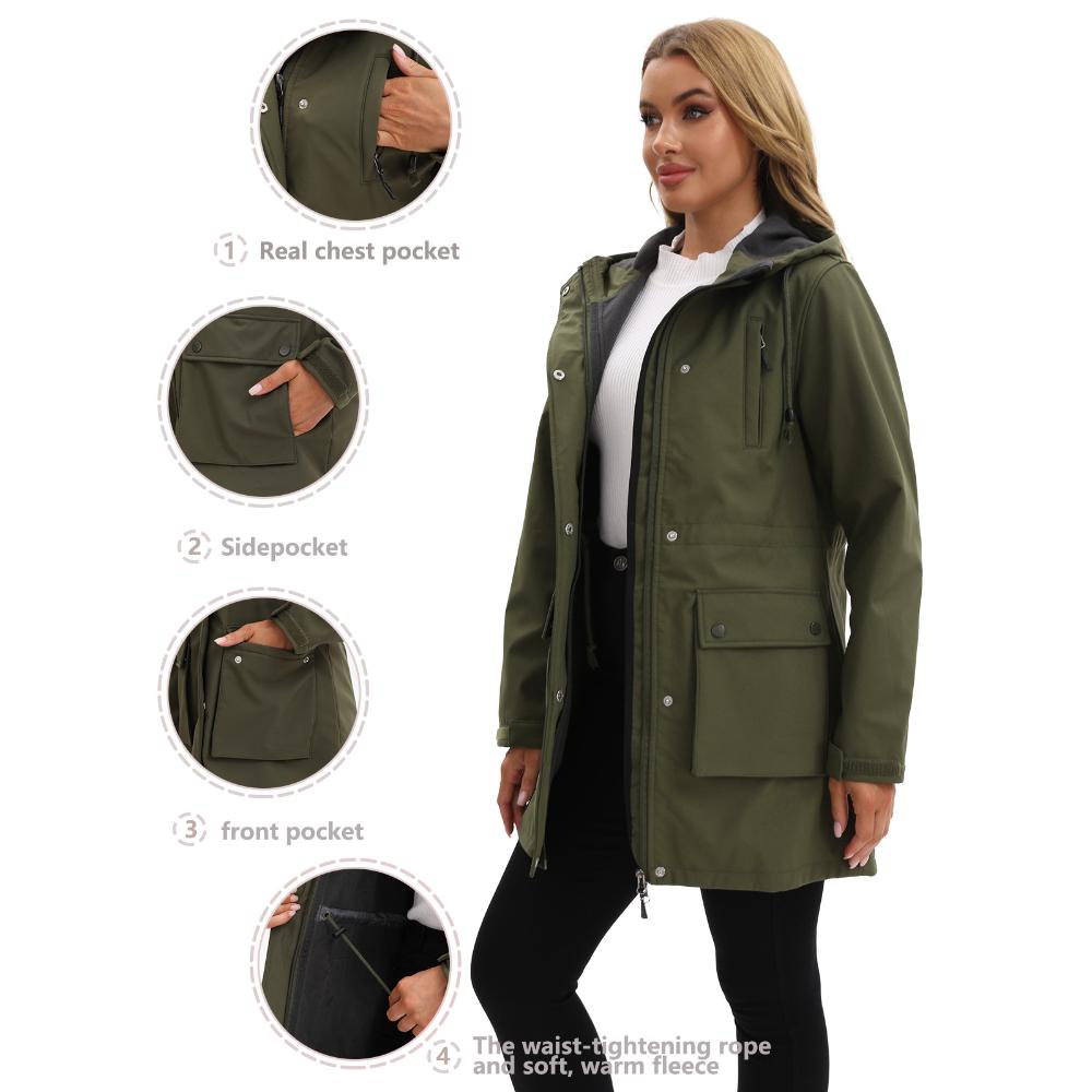 Giacche da donna in stile europeo e americano per l'autunno/inverno: Impermeabile, Con cappuccio, Capispalla/impermeabili casual