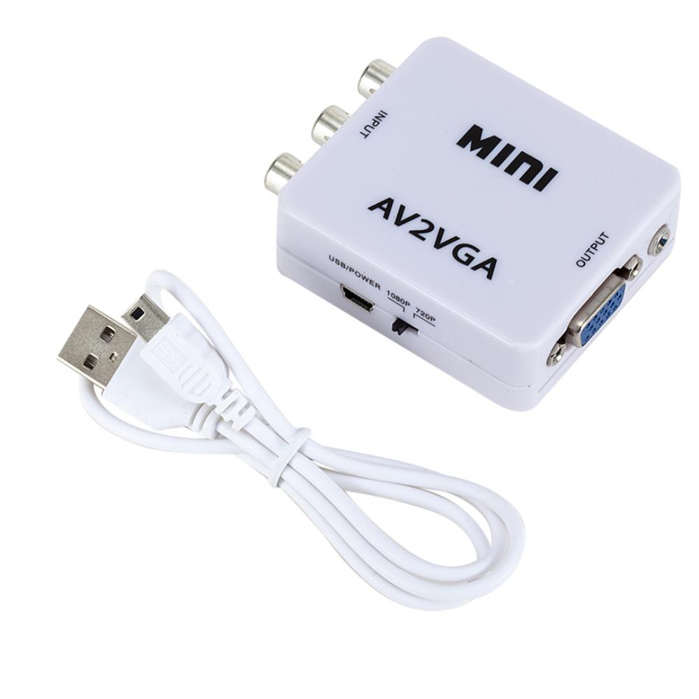 PzzPss 1080P Mini Video Convertor RCA AV To VGA Video Converter Conversor with 3.5mm Audio AV2VGA / CVBS + Audio To PC HDTVGood Product