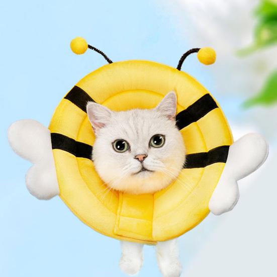 Pet Recovery Collar Cartoon Design Super Soft Non-Fading Easy-wearing Washable Prevent Bite Sponge After Surgery Cat Protection Cone Recovery Collar