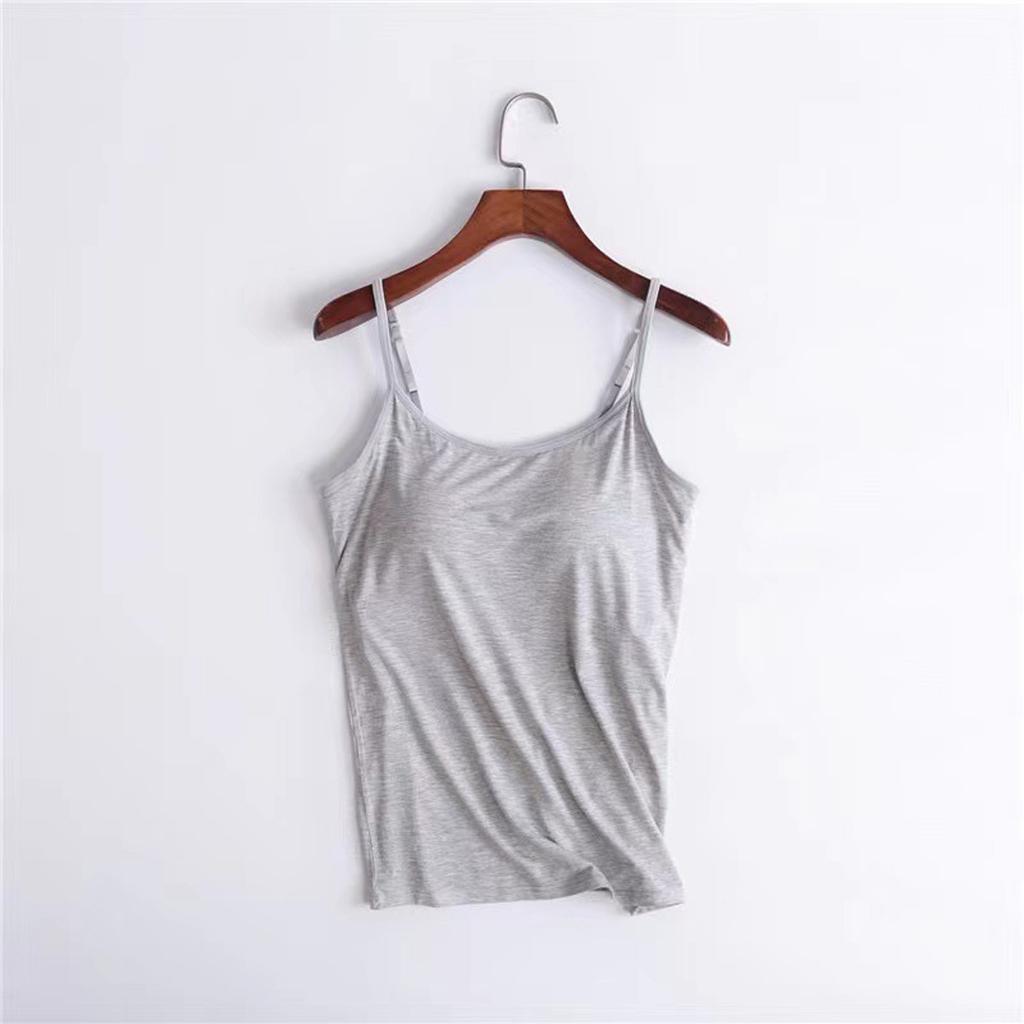 Women With Chest Pads One Camisole Thin Straps Underwear Sports Bottoming Shirt
