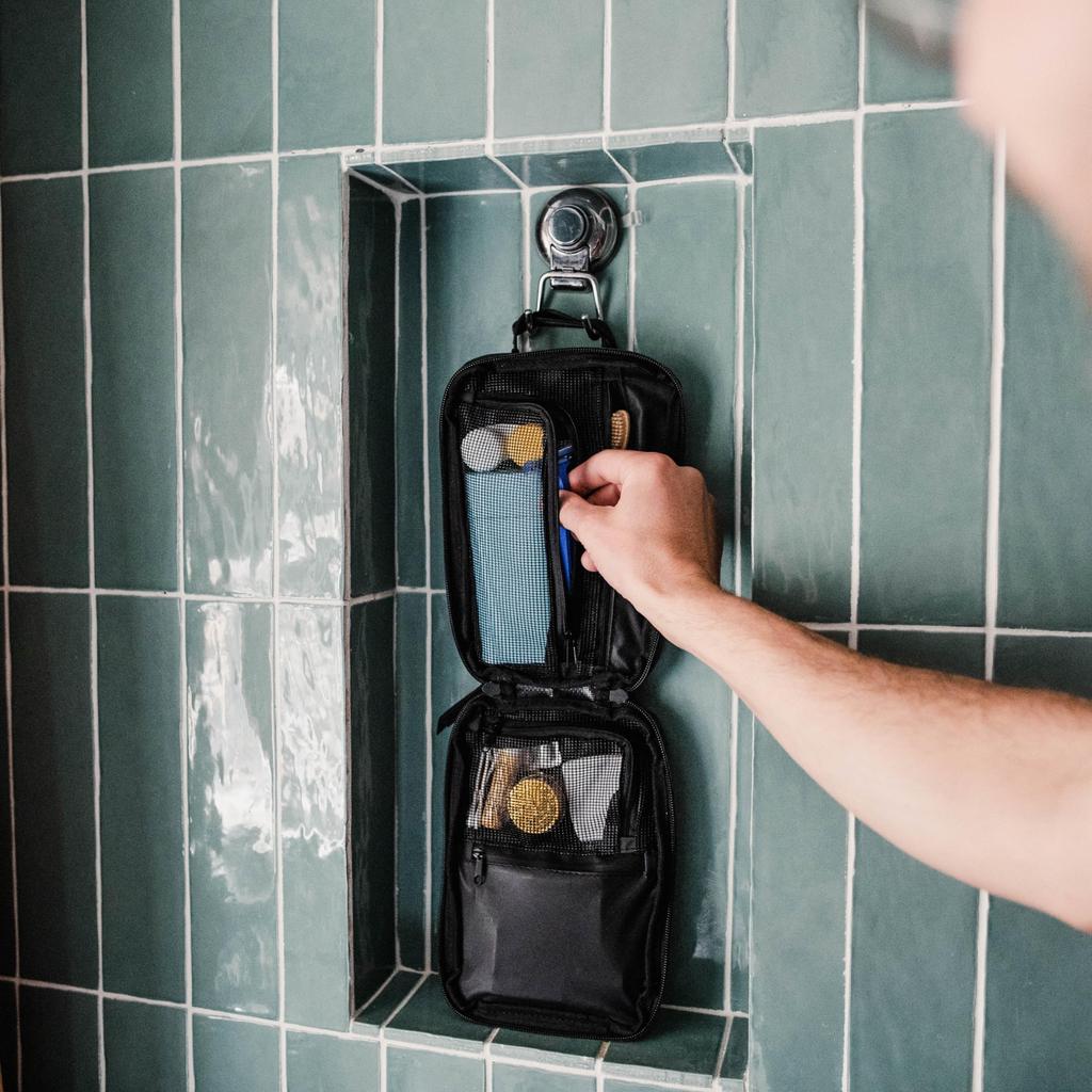 GRAVEL Travel Pouch SLIM Black Color For Night With Waterproof Pocket and Hidden Pocket Hygienic Storage of Bath Goods Made of Highly Durable