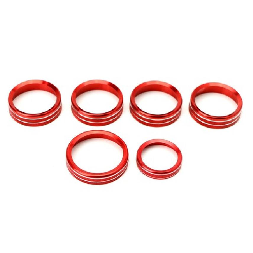 6pc Red AC Stereo Volume/Tune Trailer Switch Knob Ring Covers For 2016-20 F-150