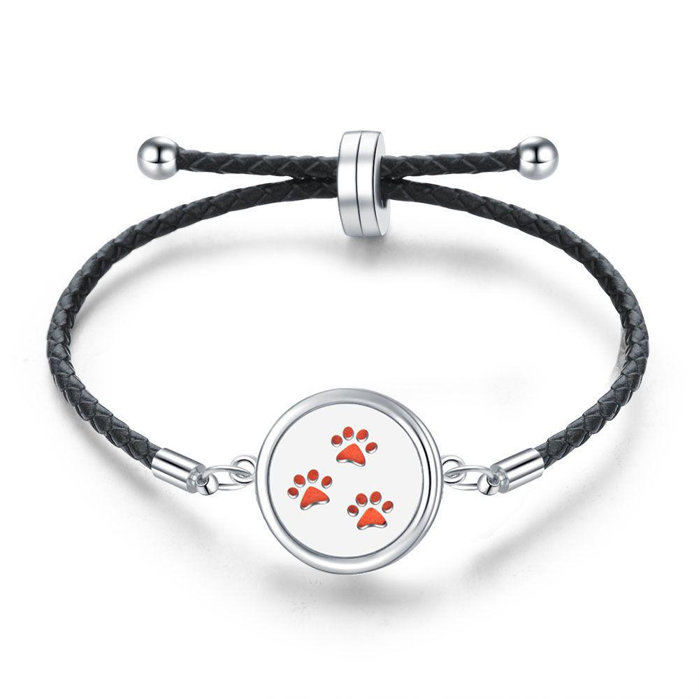 Women's Adjustable Braided Leather Aroma Diffuser Tree of Life Bracelet