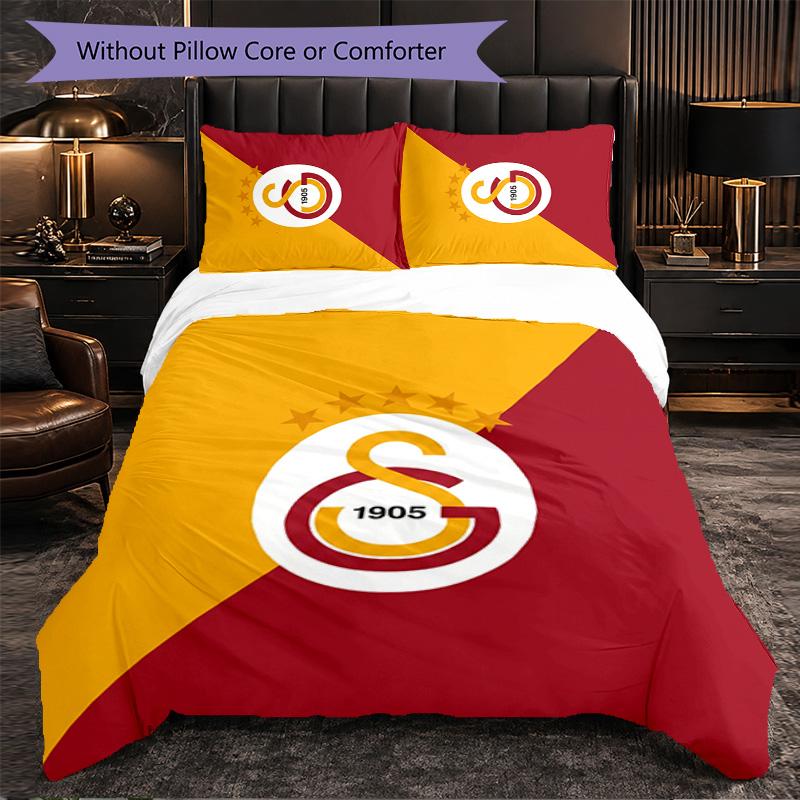 Galatasaray FC Themed Bedding 3Pcs Duvet Cover Set Decorative Bed Linen For Teen Room Home Decoration