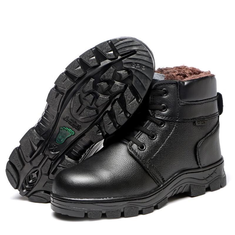 AnZunEn Men's Winter High-Top Safety Boots with Velvet Lining