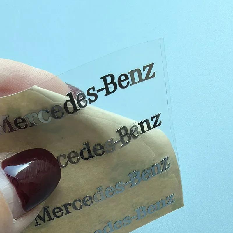 Samolepka na auto 5x1cm Malá niklová štítková samolepka Znak auta Jmenovka Hvězdné logo pro interiér, konzoli, čelní sklo, okno Mercedes Benz