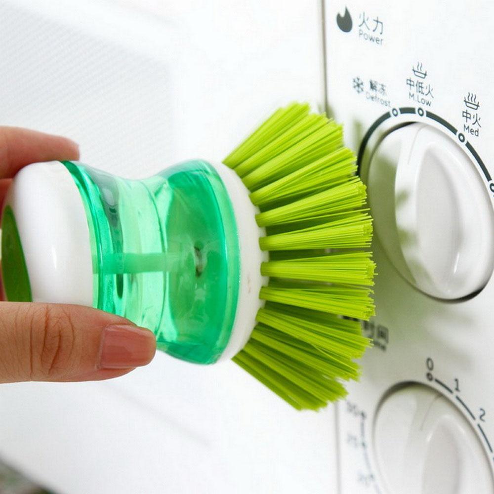 Brosse à vaisselle automatique créative avec tasse de stockage de liquide vaisselle, brosses de nettoyage en plastique pour chaudière de cuisine