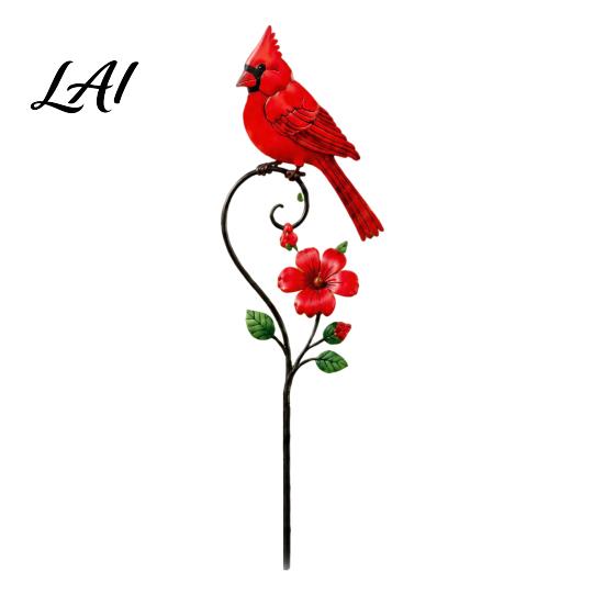 Decorative Yard Signs Red Bird Garden Stake Metal Art Condolence Gifts for Women Flower And Ornament Patio Lawn Pathway Memorial Site Decor