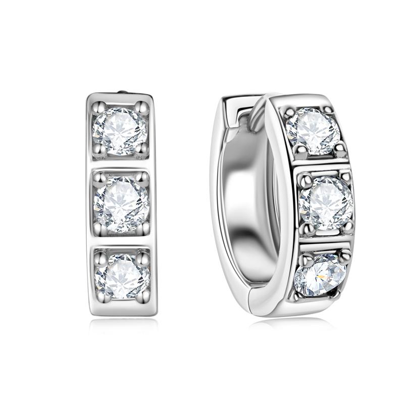 Sparkling Jewelry D Color Black 3.0mm 0.1ct Moissanite Diamond 925 Sterling Silver Huggie Hoops Stud Earrings for Men