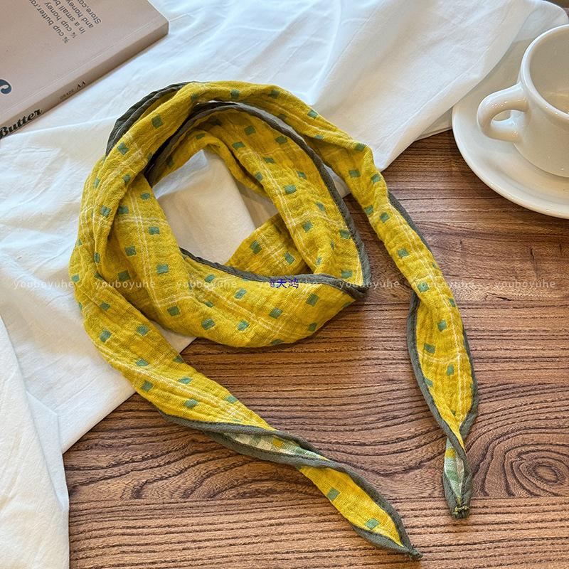 Women's Versatile Plaid Neck Tie Scarf - Sunshade & Stylish Triangle Accessory for Spring/Summer 2025