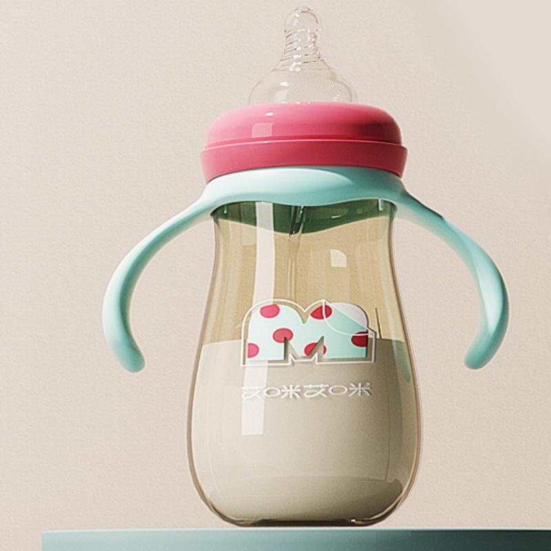 330ml Baby Nipple Bottle Baby Straw Bottle Newborn Bottle PP Feeding Bottle Kids Boys Girls Anti-choking Bottles Silicone Nipple