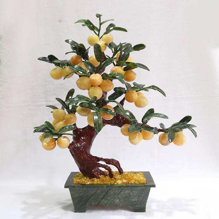 

Yellow Crystal Jade Longevity Peach Tree Decoration 8 Fruit Tree