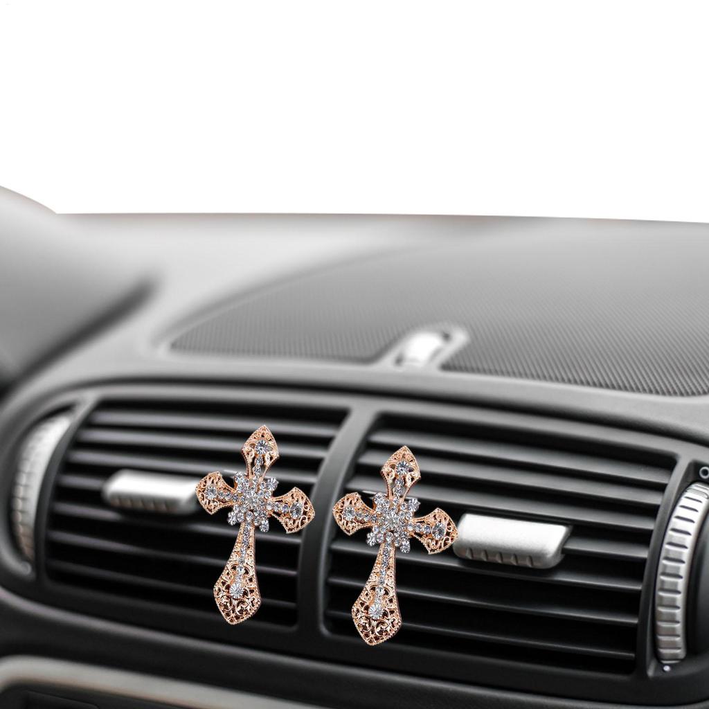 Car Vent Clips Crystal Cross Car Perfume Clips Car Air Fresheners Vent Clips for Women Cross Rhinestone Air Freshener Vent Clip