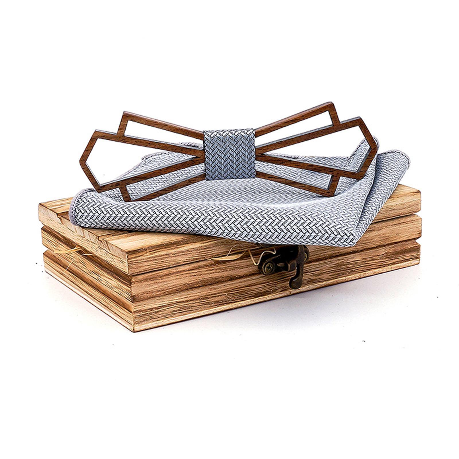 

Ручной деревянный галстук-бабочка, набор носовых платков, мужской галстук-бабочка, деревянный полый резной и коробка