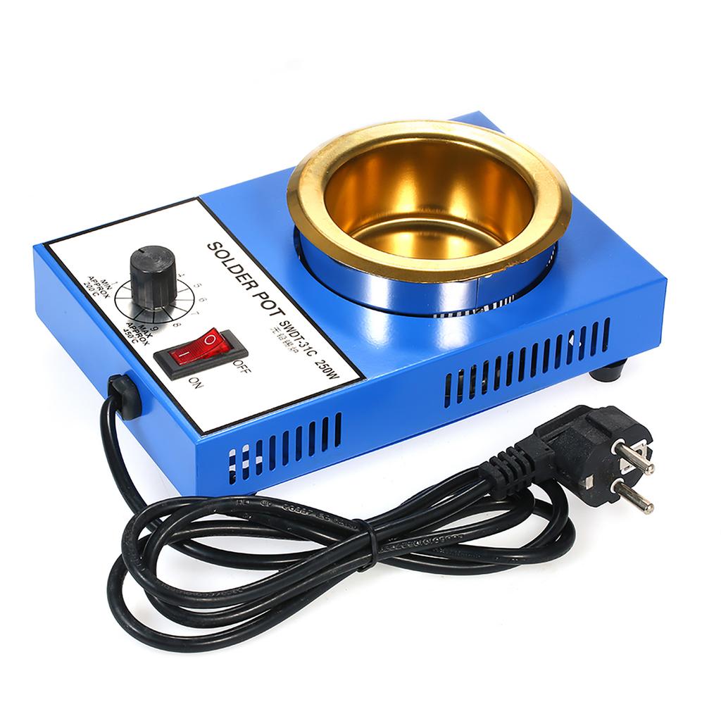 300W 100mm 1200g Soldering Pot Stainless Steel Solder Pot Compact Temperature Solder Bath for Welding and Soldering