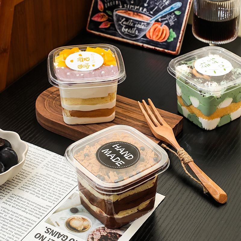 50Pcs Clear Plastic Cups Disposable Mousse Dessert Box With Lid Dessert Acrylic Food Cake Cup 150/250/380Ml Packaging Box