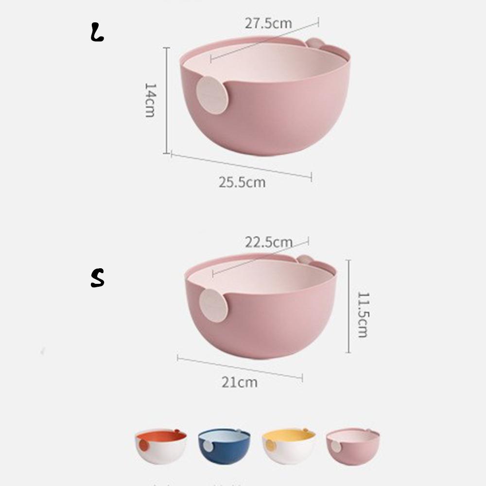 Double Draining Basket Multifunction Washing Bowl And Strainer With Handles