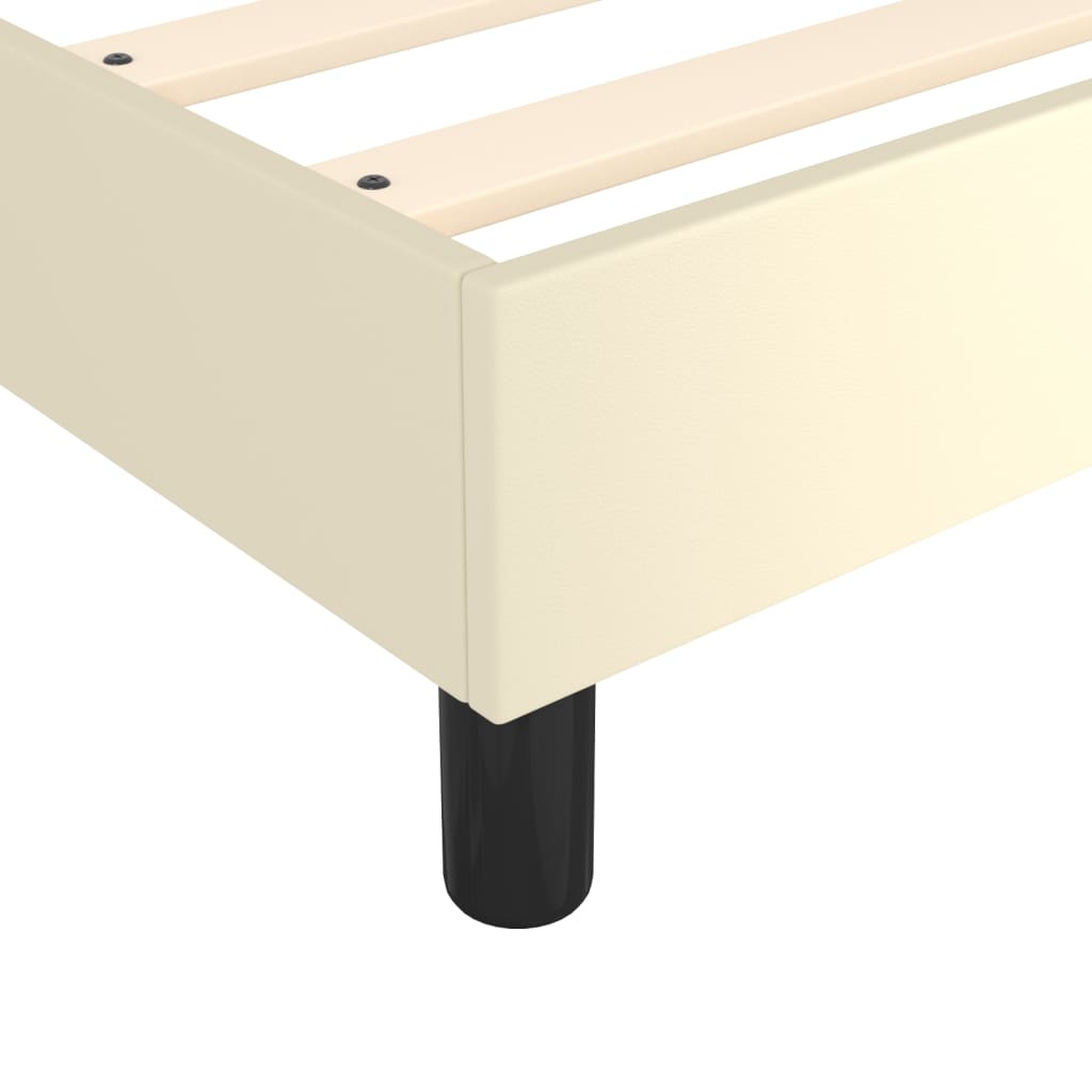Box Spring Bed Frame Cream 120 x 200 cm Faux Leather