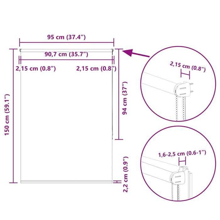 VidaXL Blackout Roller Blind Coffee 95x150cm Fabric Width 90.7cm, Day and Night Blind, Kitchen Blind, Blind 4010997