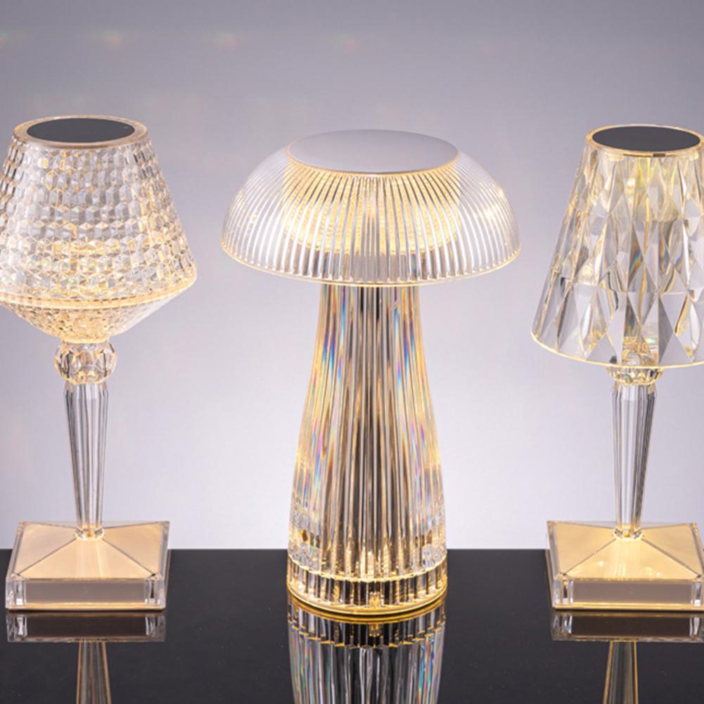 Crystal Table Lamp With Remote Control Led Night Light Luxurious Bedside Atmosphere Lamp USB Desk Lamp Candlelight Dinner Decor