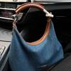 Niche design denim underarm bag women, new large-capacity tote bag fashionable shoulder bucket bag