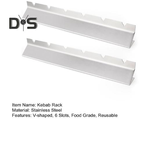 2ks Držák na špízy ve tvaru V 6 slotů Potravinářské multifunkční náčiní Opakovaně použitelné grilovací gril Kebab Špízy Sada stojanů Grilovací příslušenství