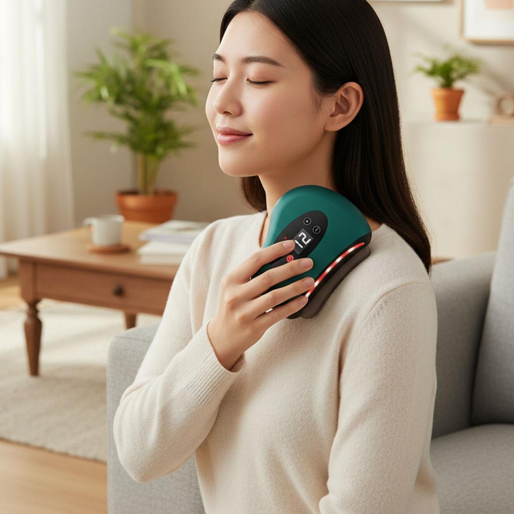 Bianstone Scraping Board 3In1 Heated Muscle Scraping Tool USB Charging Hot Compress Eye Massager for Neck Face Skin Lifting