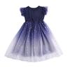 Mädchen Kurzarm Kleid Sternenverlauf Tüll Prinzessin Kinder Party
