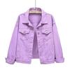 Damen Rosa Frühling Locker Geschnittene Jeansjacke - Kurz, Langärmlig, Übergröße, Lässiger Koreanischer Stil