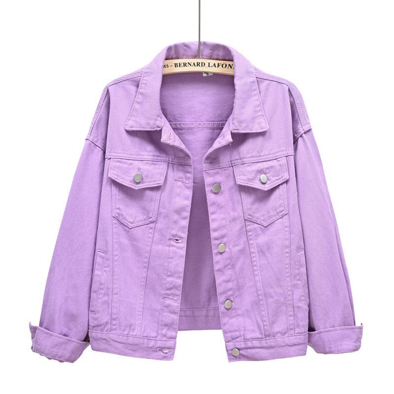 Damen Rosa Frühling Locker Geschnittene Jeansjacke - Kurz, Langärmlig, Übergröße, Lässiger Koreanischer Stil