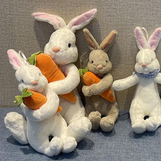 Cute Bunny Plush Toy Hugging Carrot Soft Stuffed Rabbit Doll for Kids
