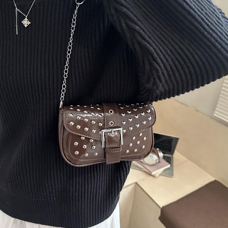 Yogodlns New Trend Fashion Spice Girl Rivet Personality Advanced Design Locomotive Shoulder Bag Punk Style Underarm Hobo Bag