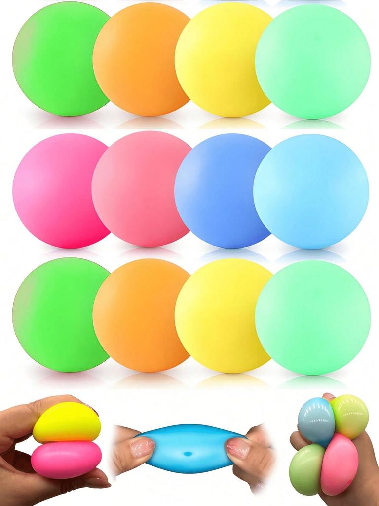 1PC Colorful Stress Relief Ball, Squeeze StretchSoftSensoryToy, Anxiety Relief Hand Tool for Birthday Party Gift Gashapon Filler