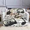 1PC Sheet Music Guitar Headphones Cassette Vinyl Notes Print Adult Children Warm Blankets Home Travel Car Soft Comfortable Gift