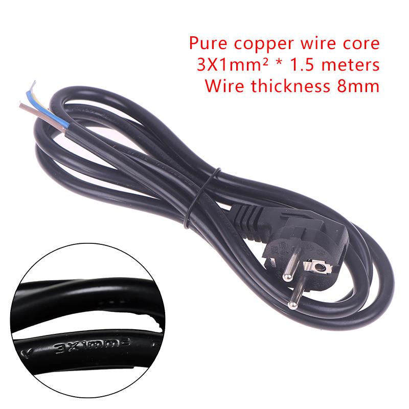 1 Stk. 16A Europäischer Standard Offenes Ende Halbfertiges Kabel 3-polig 0,75/0,5/1,0/1,5/2,5 Kupfer Stromkabel 1,5/1,8M EU-Stecker Stromkabel