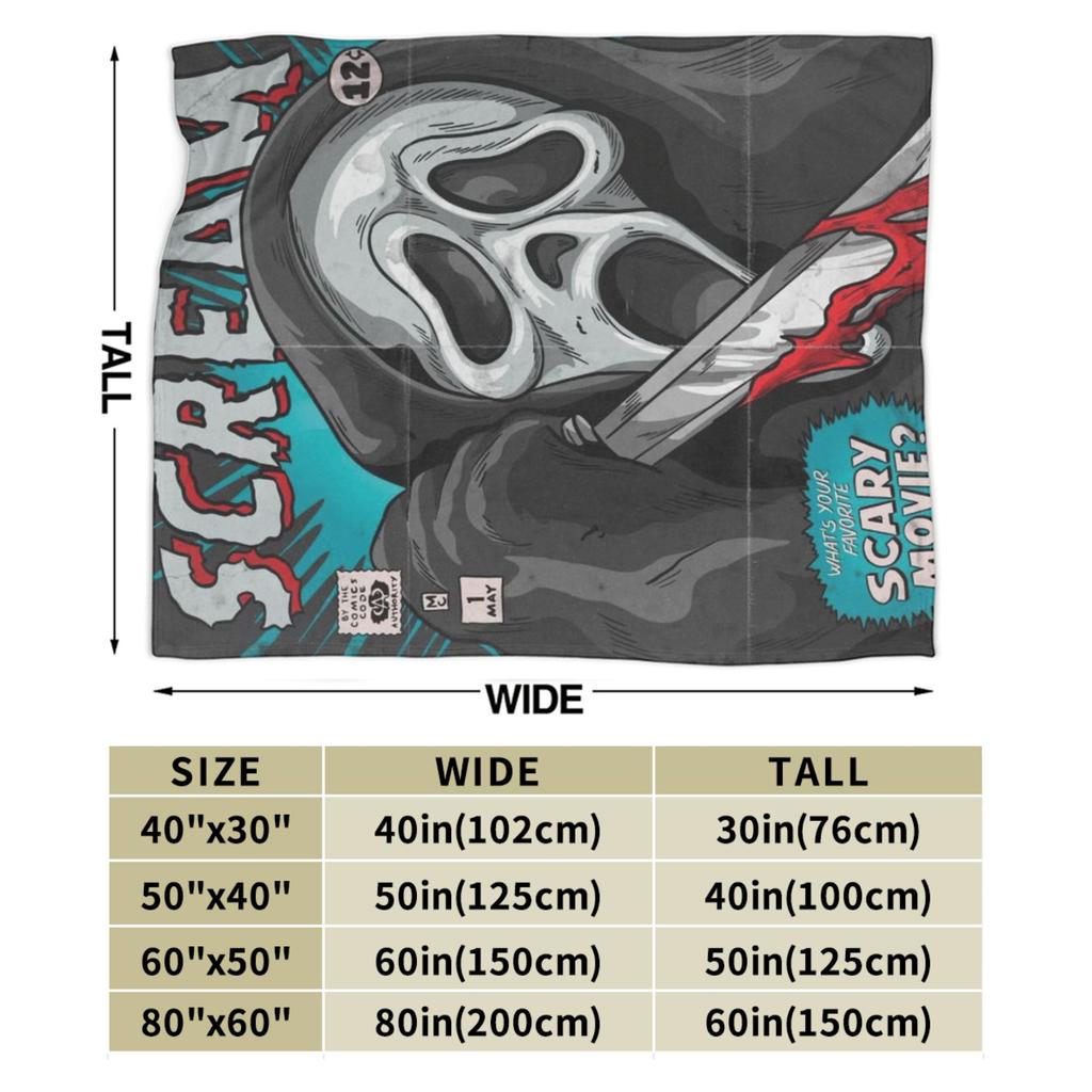 Scream Movie Horror Blanket Quality Warm  Bedding Throws Autumn Kids Living Room Graphic Bedspread