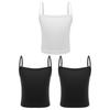 Set da 3 pezzi per bambine: canottiera a costine, top corto senza maniche con spalline sottili, tinta unita, per sport e allenamento di danza