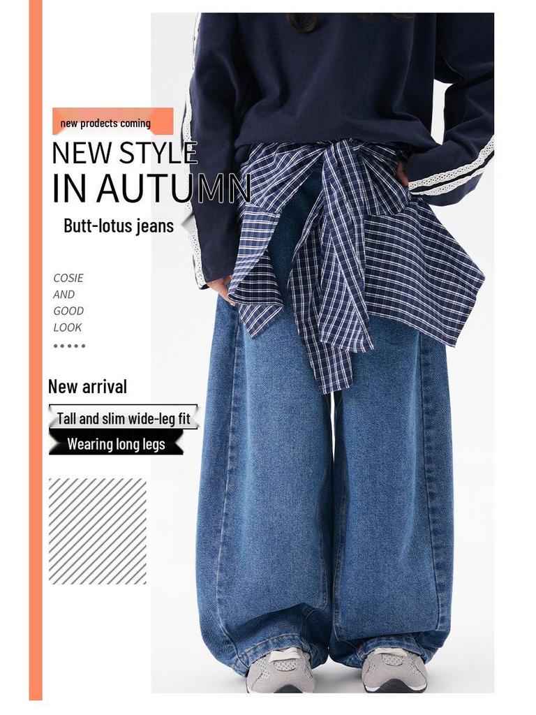 2025 Autumn Retro Loose High Street Straight Wide-Leg Jeans