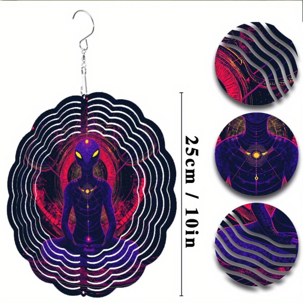 

10-дюймовый металлический флюгер с инопланетным дизайном, 3D-паттерном Инь-Ян и планетарной тематикой. Идеальный подарок для мужчин и женщин. Декор для улицы и помещения. Садовое искусство для сада и двора. 01A