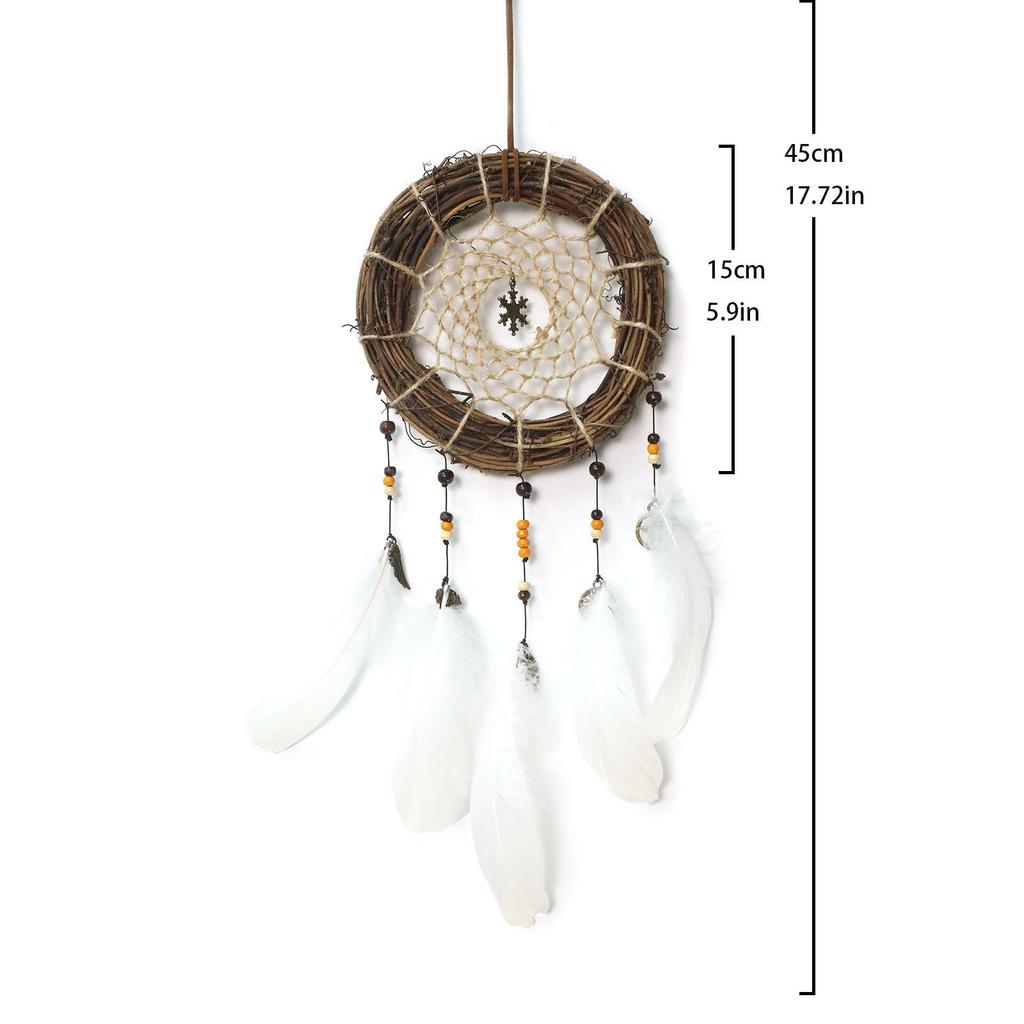 Retro Rattan Dream Catcher Mori Style Night Light Ornament – Cute Woven Home Decoration Pendant