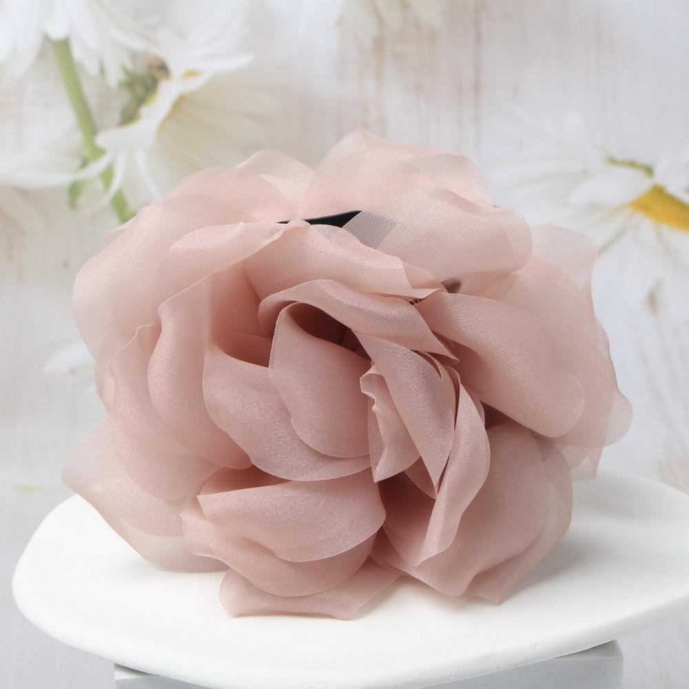 

Органза Роза Цветок Заколки-крабы для волос для женщин девочек Мягкая бутоньерка Держатель для хвостика Зажимы для волос Модные аксессуары для волос