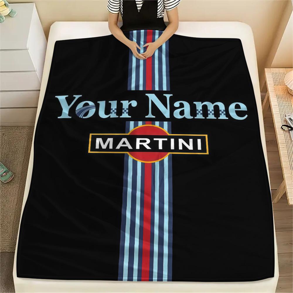 1PC Martini Custom Name Patterned Flannel Blanket Suitable For All Seasons For Home Decor Warmth And Comfort Gifts Holiday Present