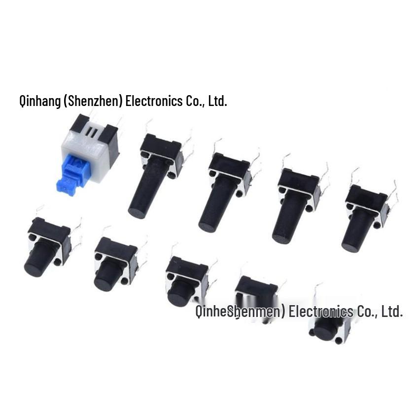 10 Varieties of 180 Key Tactile Pushbutton Switches, 6x6x4.3-14mm, Four-Pin Plug-In Design