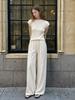 STAY WITH ME Summer Wide Elastic Pants_Cream