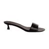 One-word open-toed sexy kitten and slippers women wear commuter satin low-heeled slippers