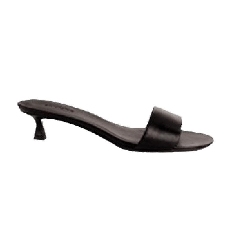 One-word open-toed sexy kitten and slippers women wear commuter satin low-heeled slippers