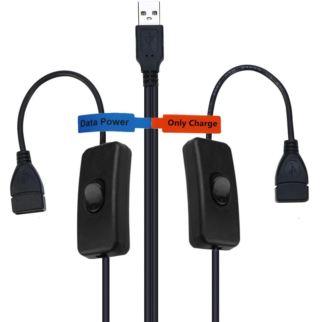 USB Splitterkabel 1 Stecker auf 2 Buchsen Verlängerungs-USB-Kabel mit Ein/Aus-Schaltern Daten Lade Synchronisationskabel für PC
